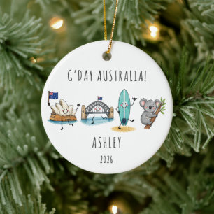 G’Day Australia Personalised Travel Ceramic Ornament