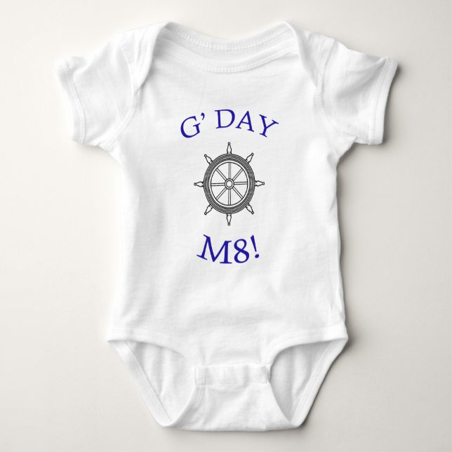 "G' Day M8!" Baby Bodysuit (Front)