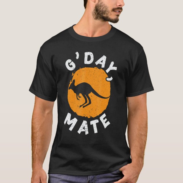 G' Day Mate Kangaroo Australia Australian Aussie V T-Shirt (Front)