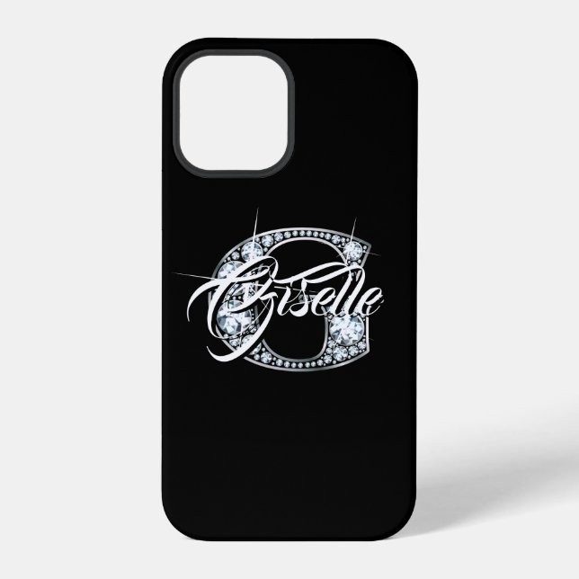 G Faux Diamond Bling Monogram iPhone Case (Back)