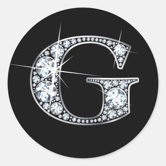 "G" Faux-"Diamond Bling" Sticker (Front)