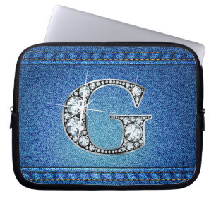 G Faux "Diamond" Denim Stitching Electronics Bag