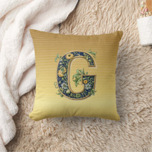 G floral pattern, AI-generated, Cushion