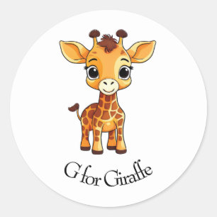 G for Giraffe Classic Round Sticker