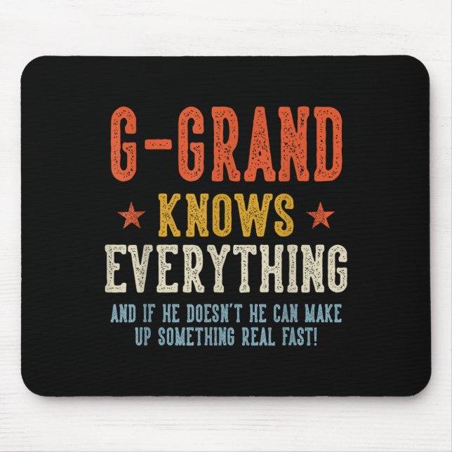 G-grand knows everything father's day retro mouse pad (Front)