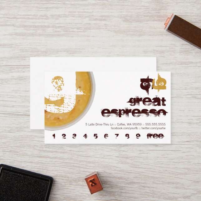 G - Initial Letter Foamy Coffee Cup Loyalty Punch Card (Front/Back In Situ)