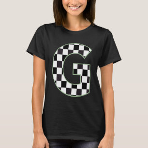 G Initial Monogram black & white chequerboard T-Shirt