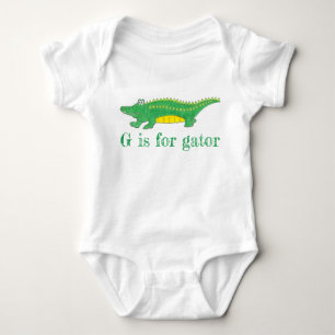 G is for Gator Green Alligator Croc Crocodile Baby Bodysuit