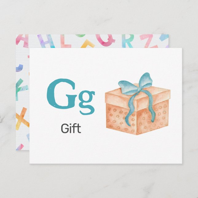 G is for Gift - Alphabet Flash Card (Front/Back)