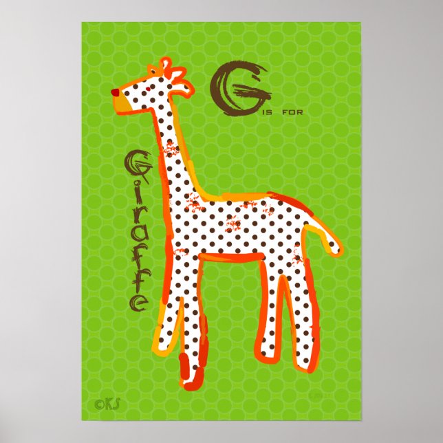 'G is for giraffe' digital painting poster (Front)