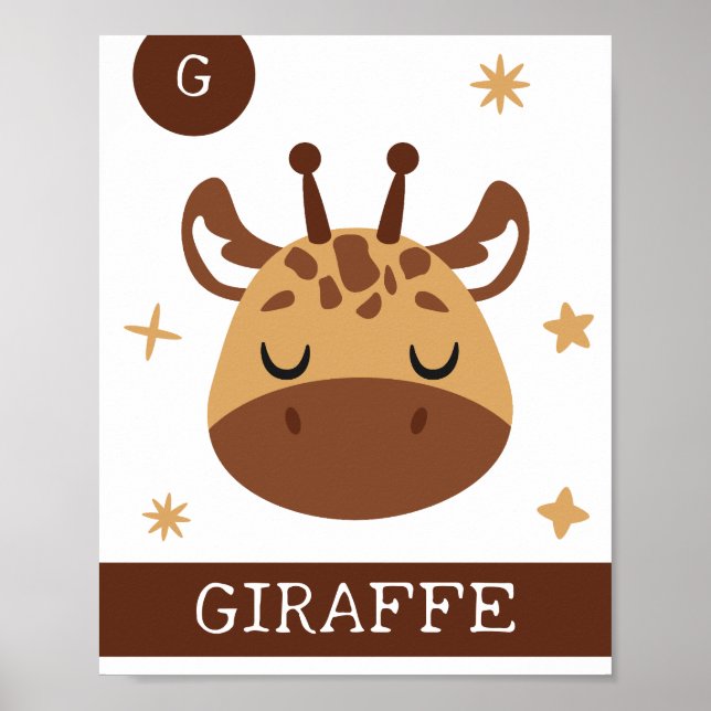 G is for Giraffe, Nursery, Bedroom, Kids' Wall Art (Front)