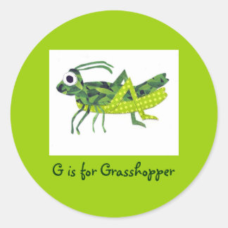 G is for Grasshopper Classic Round Sticker