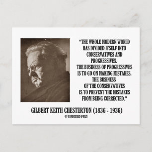 G.K. Chesterton Conservatives Progressives Mistake Postcard