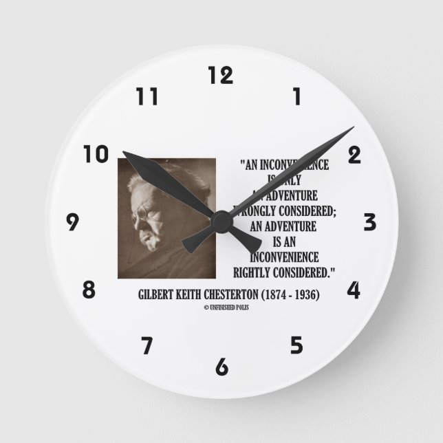 G.K. Chesterton Inconvenience Adventure Considered Round Clock (Front)