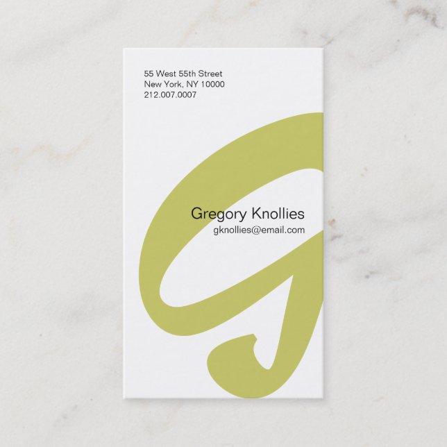 G Letter Alphabet Business Card Gold (Front)