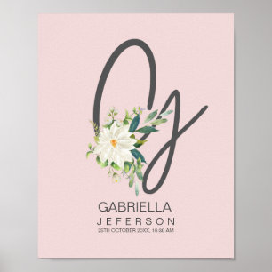 G Letter Monogram Blush Floral Decor