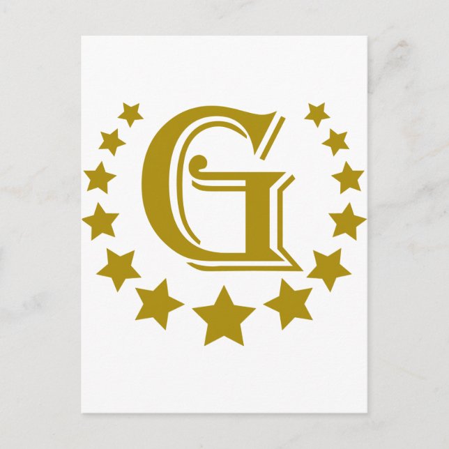 G-Letter-Stars-Crown- Postcard (Front)