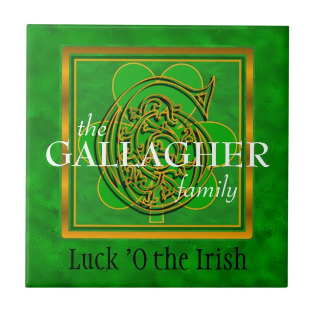 G "Luck of the Irish" Family Custom Monogram Tile (Front)