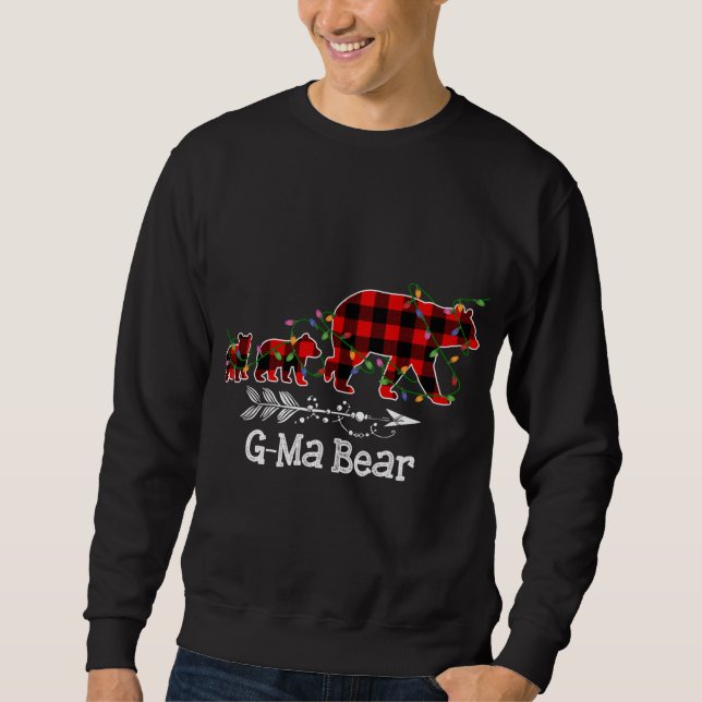 G-Ma Bear Red Plaid Christmas Pajama Family Sweatshirt (Front)