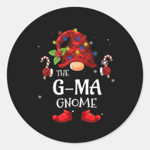 G-ma Gnome Matching Christmas Pjs For Family Classic Round Sticker
