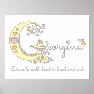 G monogram art Georgina girls name meaning poster