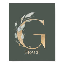G Monogram Floral Personalised Poster