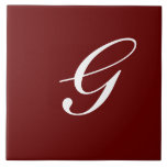 G Monogram Initial White on Maroon Ceramic Tile<br><div class="desc">Classic White Letter Monogram on Dark Red Background,  G.</div>