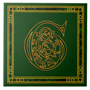 G Monogram "Irish Gold on Green" Ceramic Tiles