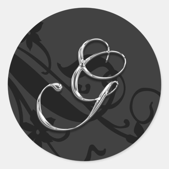 G Monogram Letter Wedding Black Envelope Seal (Front)