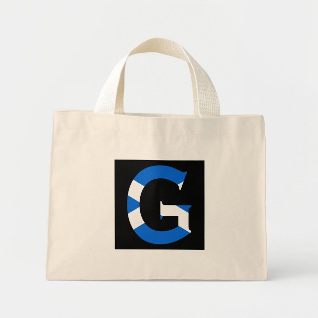 G Monogram overlaid on Scottish Flag ttcnt Mini Tote Bag (Front)