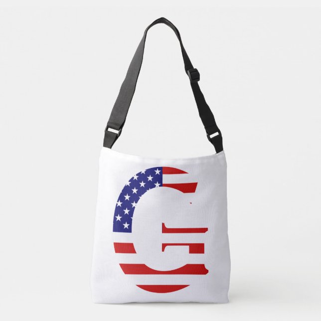 G Monogram overlaid on USA Flag cbbcnt Crossbody Bag (Front)