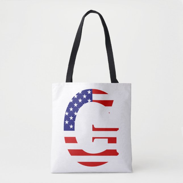 G Monogram overlaid on USA Flag stcnt Tote Bag (Front)