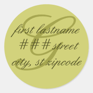 "G" monogram return address label - personalise