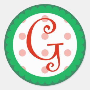 G Monogram (Whimsical Christmas) Classic Round Sticker