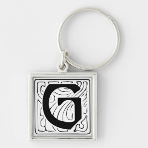 G Monogramm schwarz weiß Schlüsselanhänger Key Ring