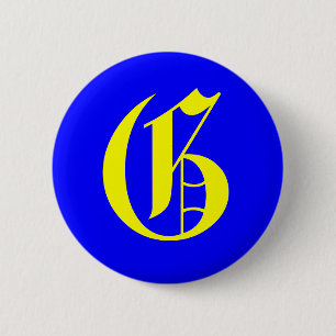 G - OLD ENGLISH 6 CM ROUND BADGE