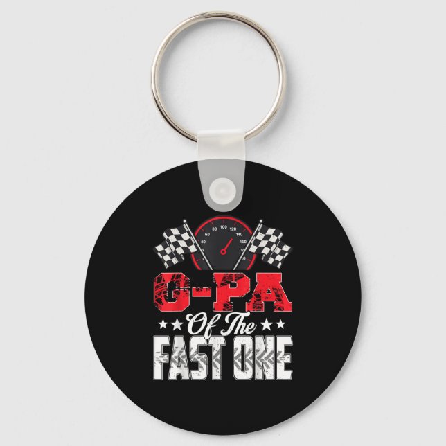 G-pa Of The Fast One Birthday 1st Race Car Family  Key Ring (Front)