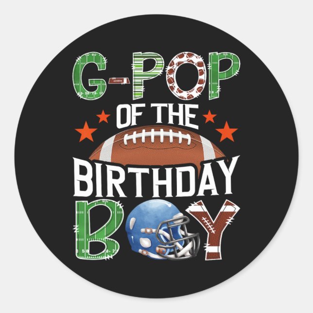 G-pop Of The Birthday Boy Football 1st Year Down B Classic Round Sticker (Front)