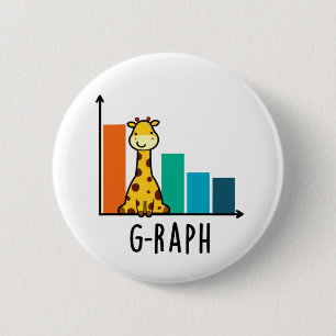 G-raph Funny Giraffe Graph Pun 6 Cm Round Badge