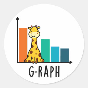 G-raph Funny Giraffe Graph Pun  Classic Round Sticker