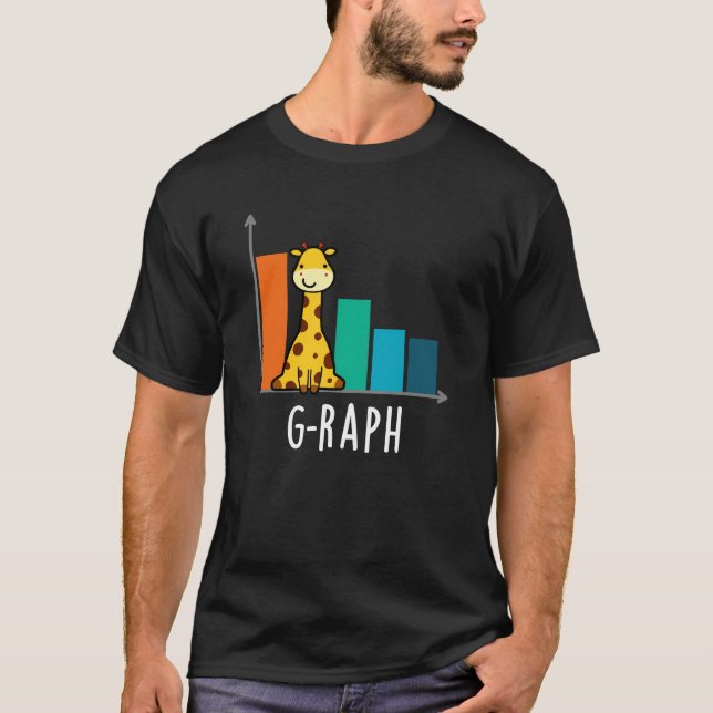 G-raph Funny Giraffe Graph Pun Dark BG T-Shirt (Front)