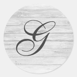 (G) Rustic Wood Monogram   Monogram Shop Classic Round Sticker