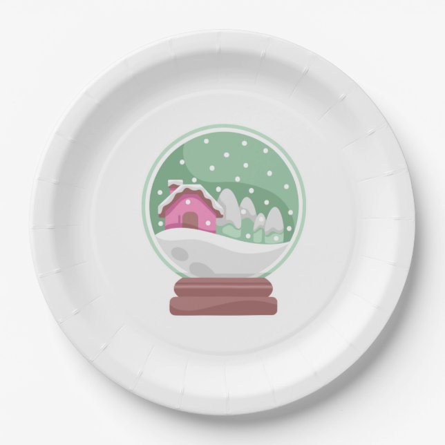 G Snow Globe Paper Plate (Front)