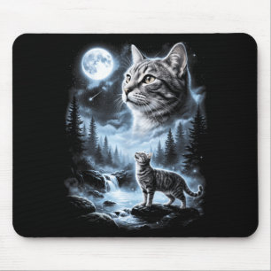 G Tabby Cat Howling At Moon 90s Retro Mouse Pad