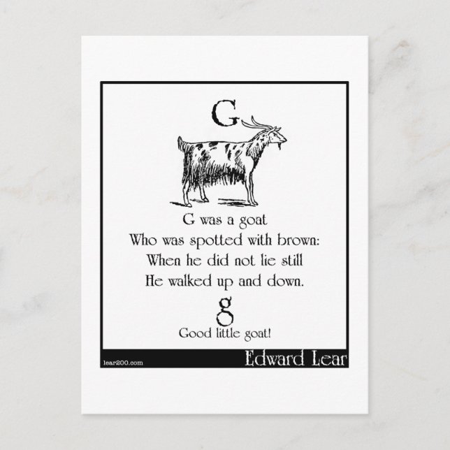 G was a goat postcard (Front)