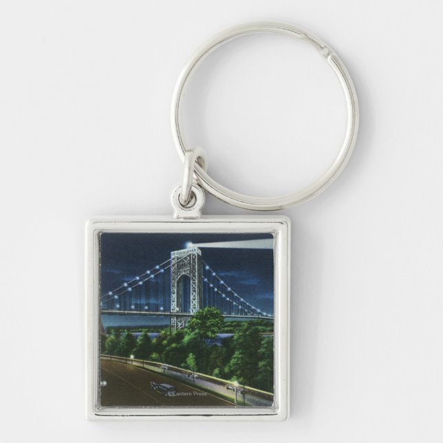G. Washington Bridge, Hudson at Night Key Ring (Front)
