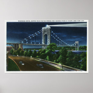 G. Washington Bridge, Hudson at Night Poster