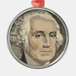 G Washington, Currier and Ives Metal Ornament