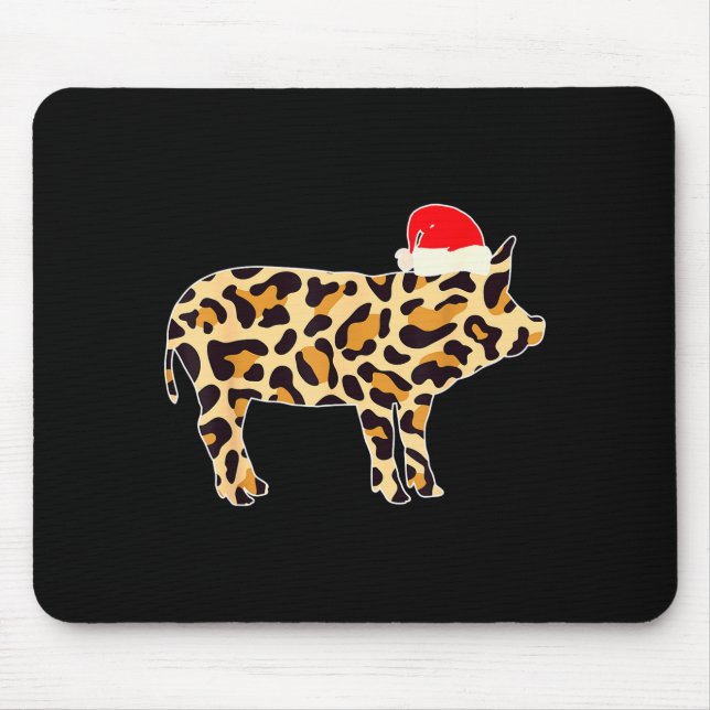 G With Santa Hat Family Matching Christmas Leopard Mouse Pad (Front)