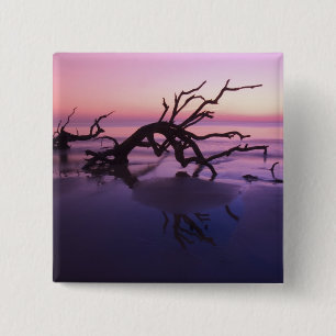 GA Jekyll Island, Tree graveyard on beach at 15 Cm Square Badge